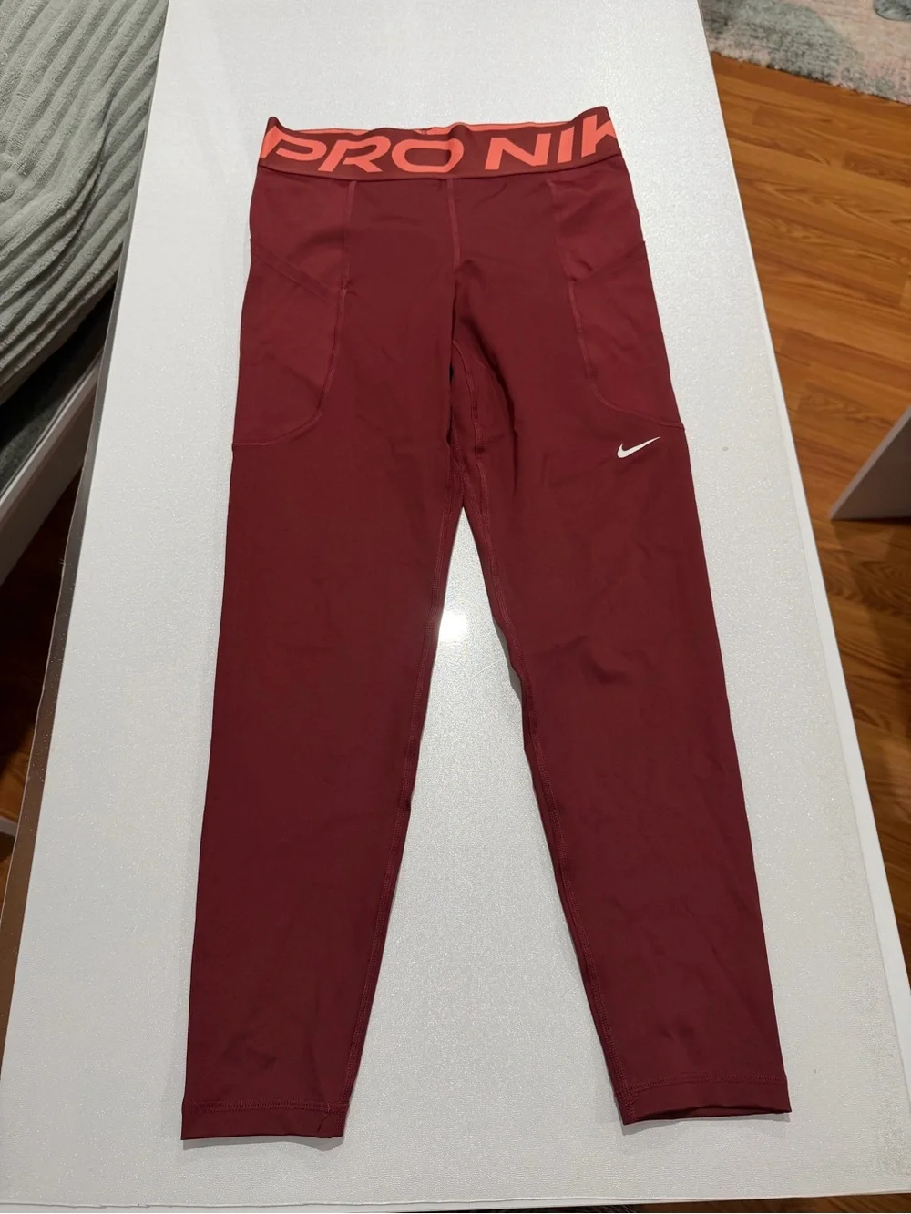 Nike Maroon Leggings with Coral Waistband